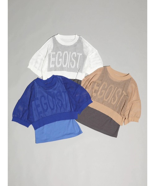 EGOIST（エゴイスト）の「EGOIST　SET2点　メッシュ+インナー（Tシャツ/カットソー・レディース・ブルー/ホワイト/ベージュ・FREE）」の9枚目の写真