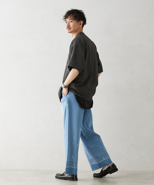 JOURNAL STANDARD relume(ジャーナルスタンダード レリューム)の「TECH CANVAS ストライプ 半袖シャツ(シャツ/ブラウス・メンズ・ブラック/ベージュ/ネイビー・MEDIUM/LARGE)」の9枚目の写真