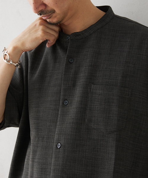 JOURNAL STANDARD relume(ジャーナルスタンダード レリューム)の「TECH CANVAS ストライプ 半袖シャツ(シャツ/ブラウス・メンズ・ブラック/ベージュ/ネイビー・MEDIUM/LARGE)」の13枚目の写真