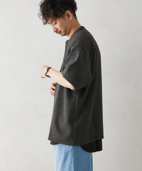 JOURNAL STANDARD relume(ジャーナルスタンダード レリューム)の「TECH CANVAS ストライプ 半袖シャツ(シャツ/ブラウス・メンズ・ブラック/ベージュ/ネイビー・MEDIUM/LARGE)」の15枚目の写真