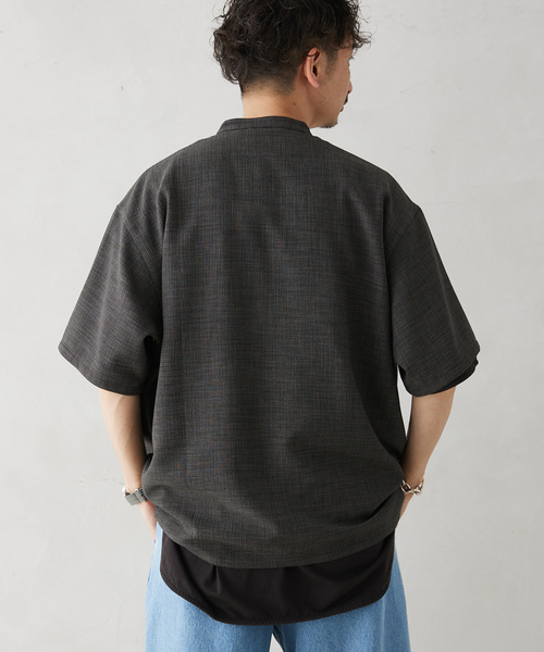 JOURNAL STANDARD relume(ジャーナルスタンダード レリューム)の「TECH CANVAS ストライプ 半袖シャツ(シャツ/ブラウス・メンズ・ブラック/ベージュ/ネイビー・MEDIUM/LARGE)」の16枚目の写真