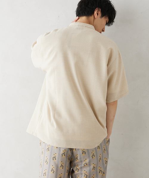 JOURNAL STANDARD relume(ジャーナルスタンダード レリューム)の「TECH CANVAS ストライプ 半袖シャツ(シャツ/ブラウス・メンズ・ブラック/ベージュ/ネイビー・MEDIUM/LARGE)」の22枚目の写真