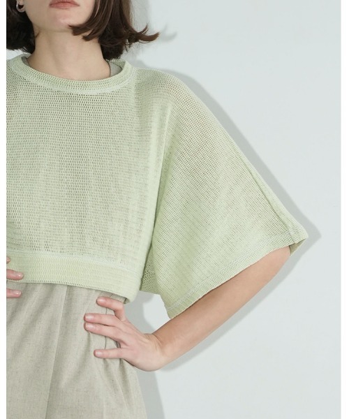CLANE（クラネ）の「YAKKO SLEEVE MESH TOPS（Tシャツ/カットソー・レディース・アイボリー/ブラック/ミント・1/2）」の3枚目の写真