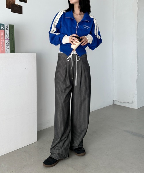 CLEA（クレア）の「レイヤードデザインピンストライプパンツ（その他パンツ・レディース・グレー/ネイビー・M）」の14枚目の写真