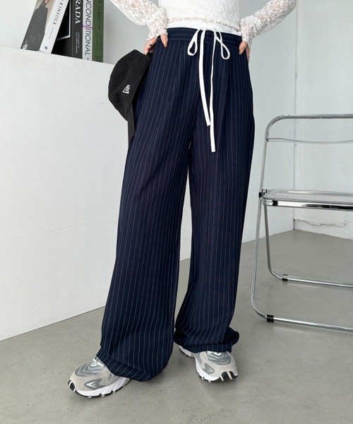 CLEA（クレア）の「レイヤードデザインピンストライプパンツ（その他パンツ・レディース・グレー/ネイビー・M）」の19枚目の写真