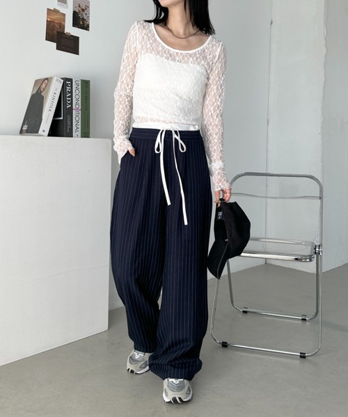 CLEA（クレア）の「レイヤードデザインピンストライプパンツ（その他パンツ・レディース・グレー/ネイビー・M）」の21枚目の写真