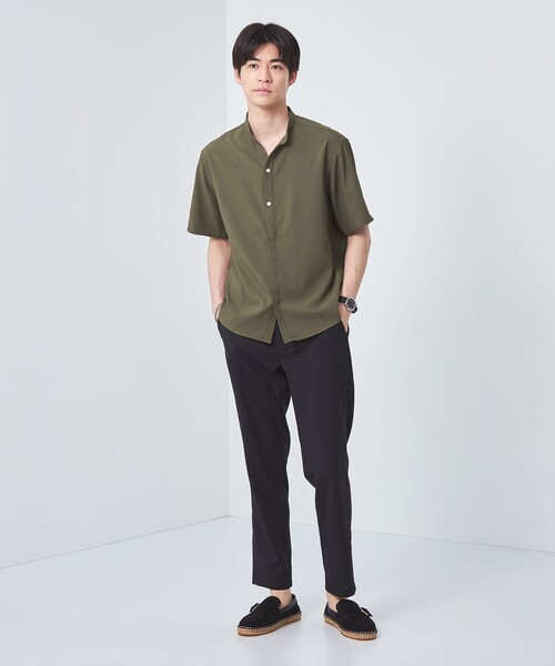 green label relaxing（グリーンレーベルリラクシング）の「【WEB限定】JUSTFIT 比翼 バンドカラー シャツ（シャツ/ブラウス・メンズ・ブラック/オリーブ/ホワイト・L/S/M/XL）」の4枚目の写真
