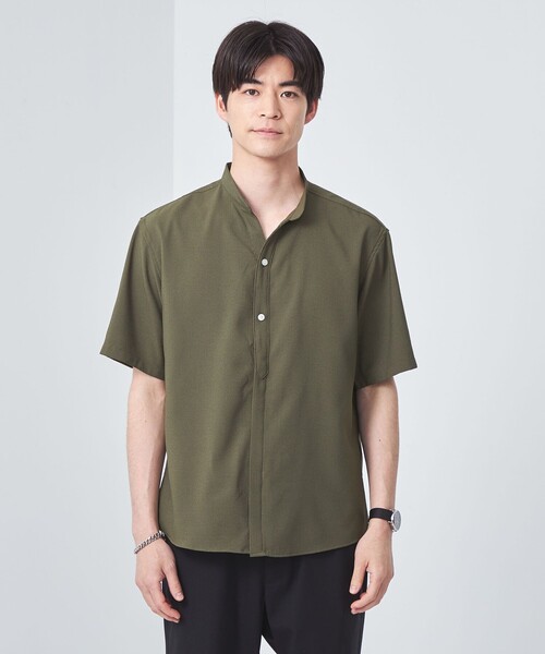 green label relaxing（グリーンレーベルリラクシング）の「【WEB限定】JUSTFIT 比翼 バンドカラー シャツ（シャツ/ブラウス・メンズ・ブラック/オリーブ/ホワイト・L/S/M/XL）」の7枚目の写真