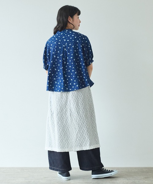 bulle de savon（ビュルデサボン）の「○indigo flower 抜染プリント