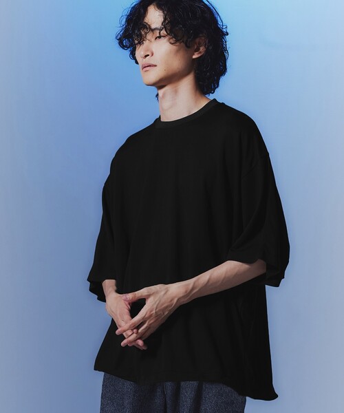tk.TAKEO KIKUCHI(ティーケータケオキクチ)の「◆エアリーマシュマロドロスト半袖カットー(Tシャツ/カットソー・メンズ・ブルー系その他/ダークオリーブ/ホワイト/ブラック・88)」の1枚目の写真
