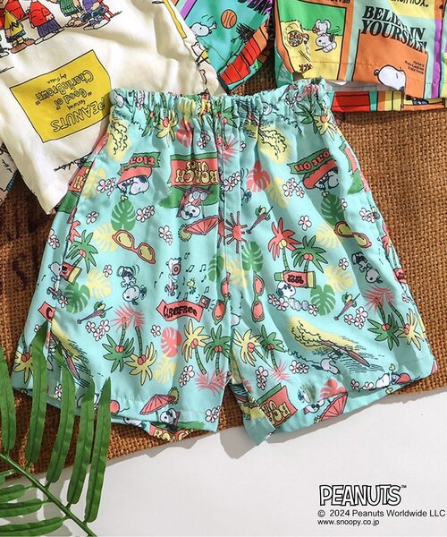 PEANUTS（ピーナッツ）の「PEANUTSコラボ アロハパンツ（その他パンツ・キッズ・オフホワイト/サックスブルー/レインボー・80/90/100/110/120/130）」の3枚目の写真