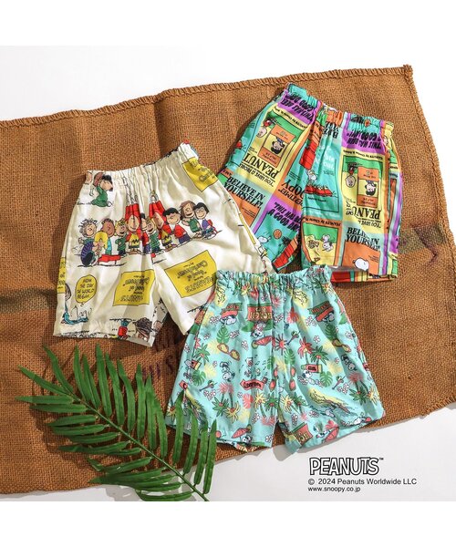 PEANUTS（ピーナッツ）の「PEANUTSコラボ アロハパンツ（その他パンツ・キッズ・オフホワイト/サックスブルー/レインボー・80/90/100/110/120/130）」の4枚目の写真