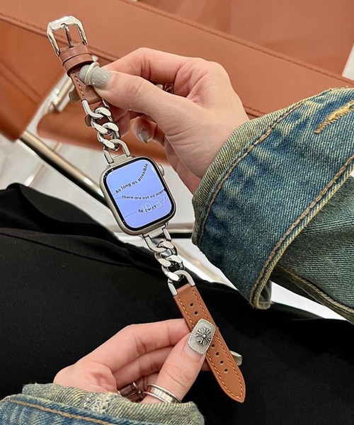 LUON(ルオン)の「LUON/ Apple Watch Band / 合成皮革×ステンレスチェーン アップルウォッチ バンド(デジタル腕時計・レディース・ブラウン/ブラック/アイボリー/ホワイト/ピンク/ブラウン系その他・B/A)」の5枚目の写真