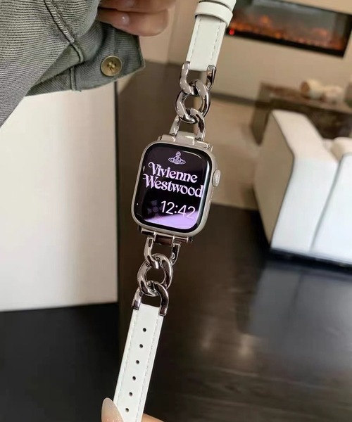 LUON(ルオン)の「LUON/ Apple Watch Band / 合成皮革×ステンレスチェーン アップルウォッチ バンド(デジタル腕時計・レディース・ブラウン/ブラック/アイボリー/ホワイト/ピンク/ブラウン系その他・B/A)」の2枚目の写真