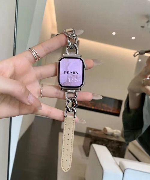 LUON(ルオン)の「LUON/ Apple Watch Band / 合成皮革×ステンレスチェーン アップルウォッチ バンド(デジタル腕時計・レディース・ブラウン/ブラック/アイボリー/ホワイト/ピンク/ブラウン系その他・B/A)」の3枚目の写真
