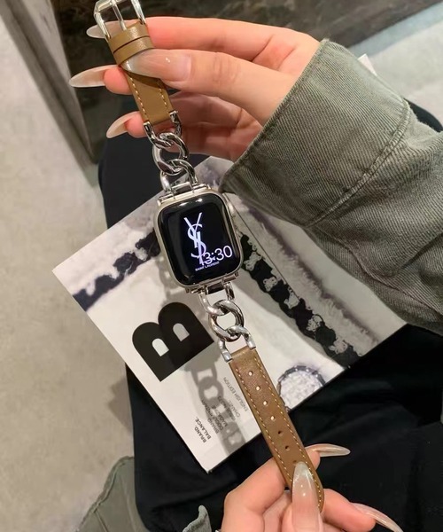 LUON(ルオン)の「LUON/ Apple Watch Band / 合成皮革×ステンレスチェーン アップルウォッチ バンド(デジタル腕時計・レディース・ブラウン/ブラック/アイボリー/ホワイト/ピンク/ブラウン系その他・B/A)」の7枚目の写真