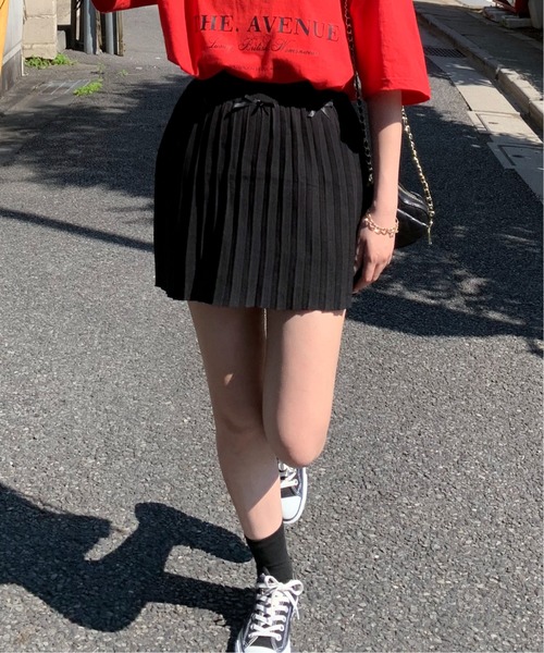 Teem Store(チームストア)の「リボン付き プリーツ ミニスカート(スカート・レディース・グレー/ベージュ/ブラック/アイボリー・F)」の19枚目の写真