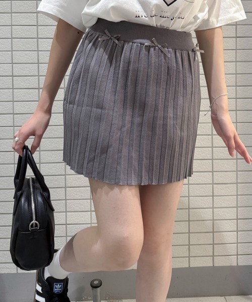 Teem Store(チームストア)の「リボン付き プリーツ ミニスカート(スカート・レディース・グレー/ベージュ/ブラック/アイボリー・F)」の11枚目の写真
