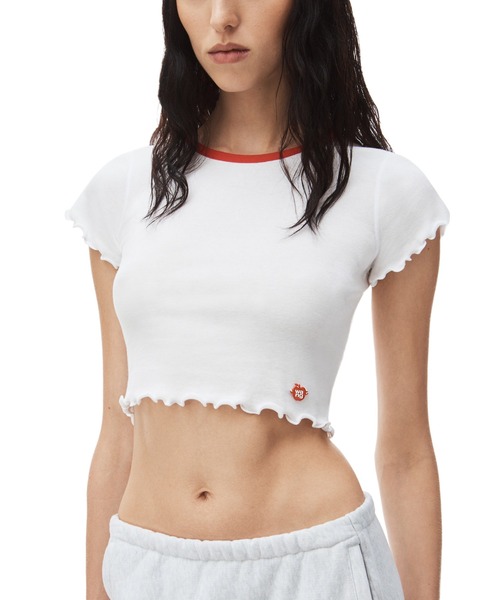 alexanderwang（アレキサンダーワン）の「LETTUCE HEM CREW NECK BABY TEE（Tシャツ/カットソー・レディース・ホワイト・XS）」の7枚目の写真