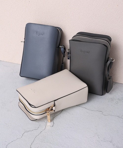 Ungrid（アングリッド）の「【Ungrid/アングリッド】カラーロゴ金具　キーハウス付きスマホ＆パスポート入れ　縦長ミニポシェット（ショルダーバッグ・レディース・ワイン/ブルーグレー/グレイッシュベージュ/アイボリー/ブラック/ネイビー/グレー・FREE）」の10枚目の写真