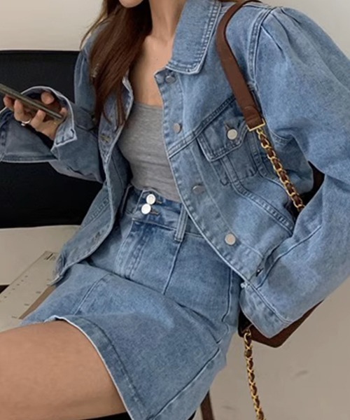 c.u.l（シーユーエル）の「ドロップショルダー デニムジャケット culw727（デニムジャケット・レディース・ブルー/ブラック・L/M/XL）」の3枚目の写真