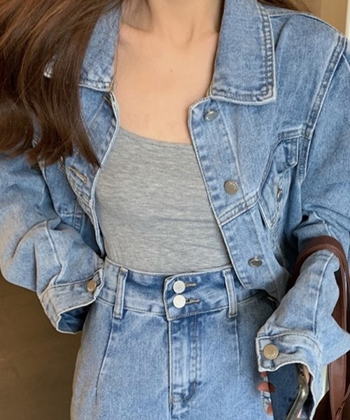 c.u.l（シーユーエル）の「ドロップショルダー デニムジャケット culw727（デニムジャケット・レディース・ブルー/ブラック・L/M/XL）」の5枚目の写真