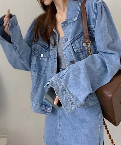 c.u.l（シーユーエル）の「ドロップショルダー デニムジャケット culw727（デニムジャケット・レディース・ブルー/ブラック・L/M/XL）」の6枚目の写真