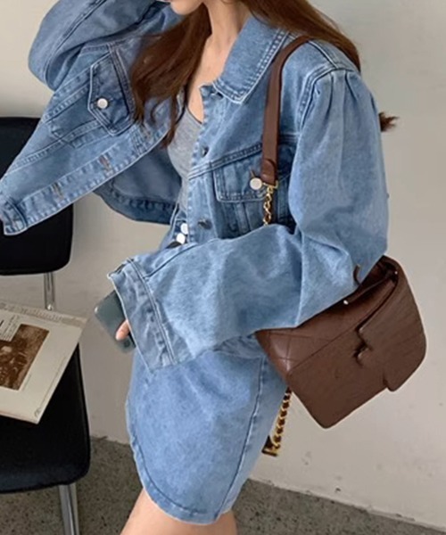 c.u.l（シーユーエル）の「ドロップショルダー デニムジャケット culw727（デニムジャケット・レディース・ブルー/ブラック・L/M/XL）」の9枚目の写真