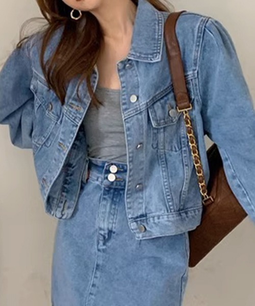 c.u.l（シーユーエル）の「ドロップショルダー デニムジャケット culw727（デニムジャケット・レディース・ブルー/ブラック・L/M/XL）」の10枚目の写真