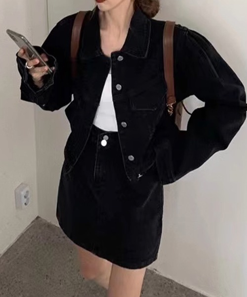 c.u.l（シーユーエル）の「ドロップショルダー デニムジャケット culw727（デニムジャケット・レディース・ブルー/ブラック・L/M/XL）」の14枚目の写真