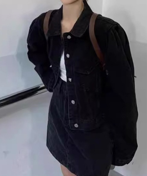 c.u.l（シーユーエル）の「ドロップショルダー デニムジャケット culw727（デニムジャケット・レディース・ブルー/ブラック・L/M/XL）」の16枚目の写真