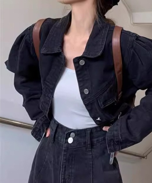 c.u.l（シーユーエル）の「ドロップショルダー デニムジャケット culw727（デニムジャケット・レディース・ブルー/ブラック・L/M/XL）」の17枚目の写真