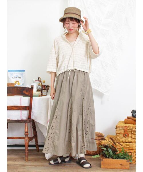 Samansa Mos2（サマンサ モスモス）の「シアーチェックドロストシャツ（シャツ/ブラウス・レディース・キナリ/ブラック/カーキ/イエロー・F）」の8枚目の写真