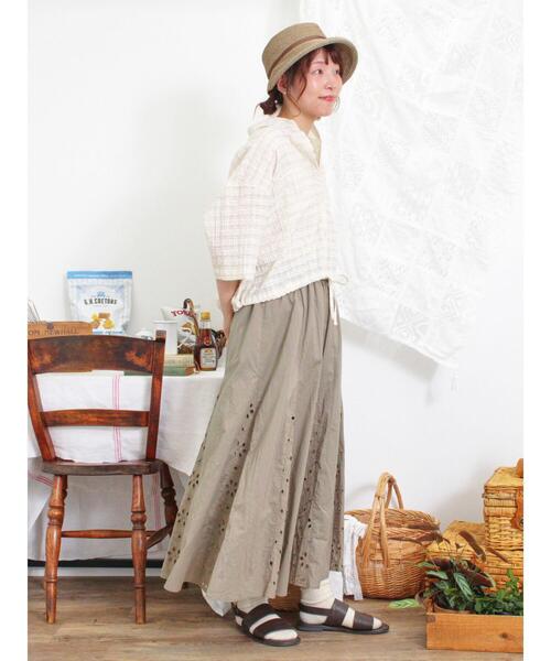 Samansa Mos2（サマンサ モスモス）の「シアーチェックドロストシャツ（シャツ/ブラウス・レディース・キナリ/ブラック/カーキ/イエロー・F）」の9枚目の写真