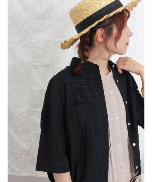 Samansa Mos2（サマンサ モスモス）の「シアーチェックドロストシャツ（シャツ/ブラウス・レディース・キナリ/ブラック/カーキ/イエロー・F）」の10枚目の写真