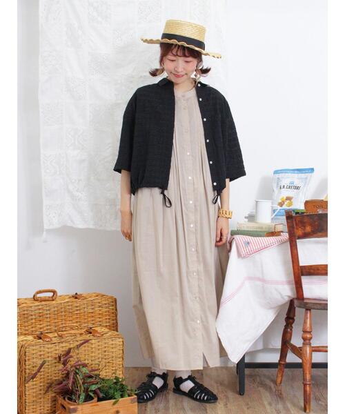 Samansa Mos2（サマンサ モスモス）の「シアーチェックドロストシャツ（シャツ/ブラウス・レディース・キナリ/ブラック/カーキ/イエロー・F）」の14枚目の写真