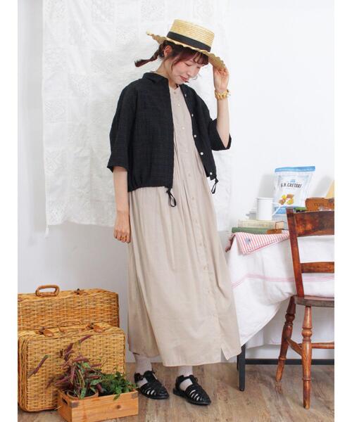 Samansa Mos2（サマンサ モスモス）の「シアーチェックドロストシャツ（シャツ/ブラウス・レディース・キナリ/ブラック/カーキ/イエロー・F）」の15枚目の写真