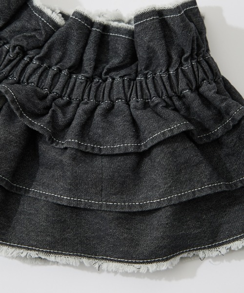 CIAOPANIC TYPY（チャオパニックティピー）の「【KIDS】楽々ゴム仕様デニムつけフリル（付け襟・キッズ・ブラック/ブルー・ONE SIZE）」の3枚目の写真