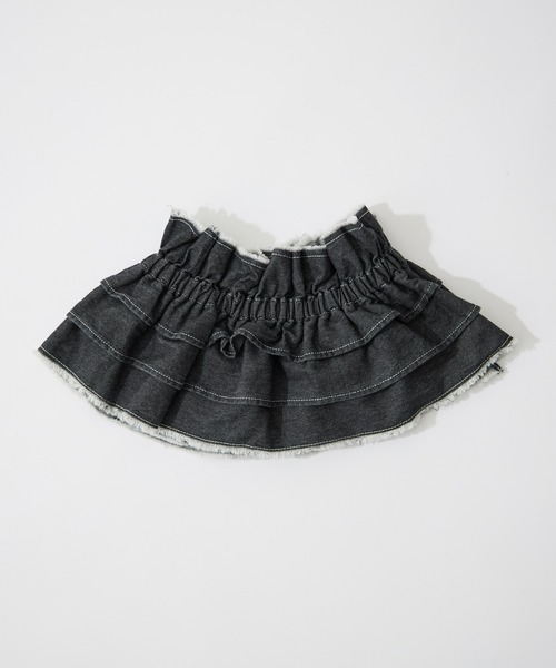 CIAOPANIC TYPY（チャオパニックティピー）の「【KIDS】楽々ゴム仕様デニムつけフリル（付け襟・キッズ・ブラック/ブルー・ONE SIZE）」の7枚目の写真