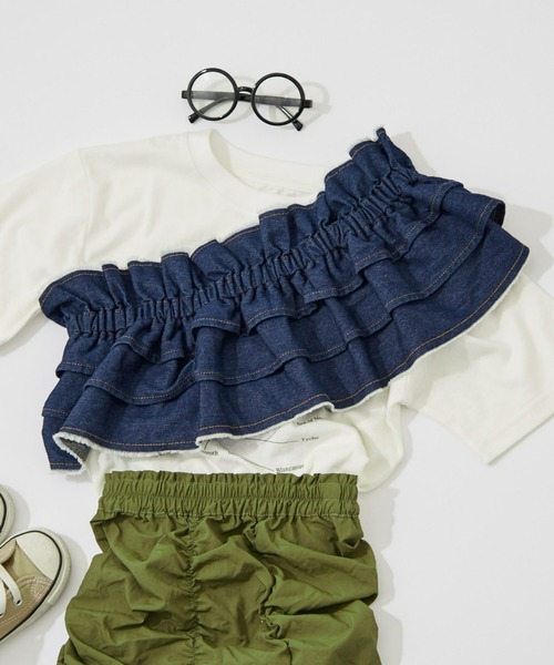 CIAOPANIC TYPY（チャオパニックティピー）の「【KIDS】楽々ゴム仕様デニムつけフリル（付け襟・キッズ・ブラック/ブルー・ONE SIZE）」の10枚目の写真