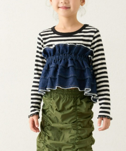 CIAOPANIC TYPY（チャオパニックティピー）の「【KIDS】楽々ゴム仕様デニムつけフリル（付け襟・キッズ・ブラック/ブルー・ONE SIZE）」の11枚目の写真