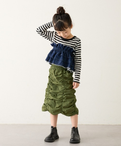 CIAOPANIC TYPY（チャオパニックティピー）の「【KIDS】楽々ゴム仕様デニムつけフリル（付け襟・キッズ・ブラック/ブルー・ONE SIZE）」の14枚目の写真