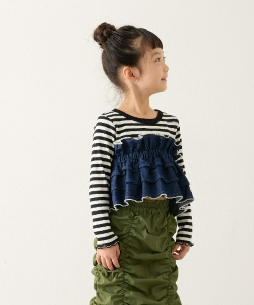 CIAOPANIC TYPY（チャオパニックティピー）の「【KIDS】楽々ゴム仕様デニムつけフリル（付け襟・キッズ・ブラック/ブルー・ONE SIZE）」の15枚目の写真