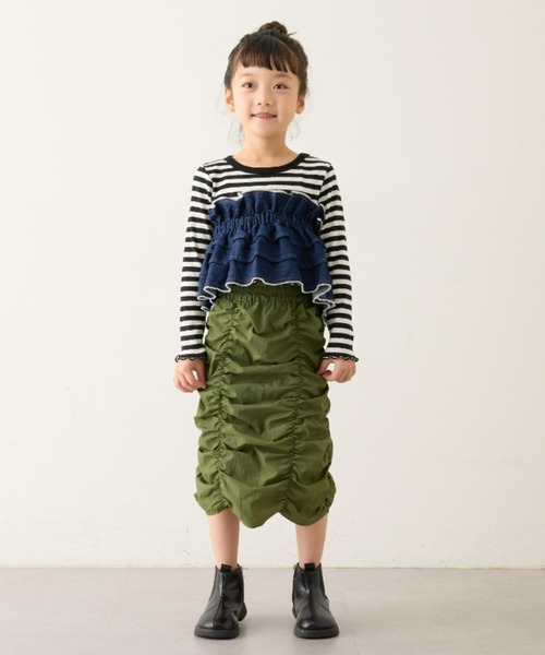 CIAOPANIC TYPY（チャオパニックティピー）の「【KIDS】楽々ゴム仕様デニムつけフリル（付け襟・キッズ・ブラック/ブルー・ONE SIZE）」の13枚目の写真