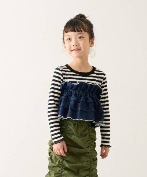 CIAOPANIC TYPY（チャオパニックティピー）の「【KIDS】楽々ゴム仕様デニムつけフリル（付け襟・キッズ・ブラック/ブルー・ONE SIZE）」の16枚目の写真