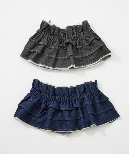 CIAOPANIC TYPY（チャオパニックティピー）の「【KIDS】楽々ゴム仕様デニムつけフリル（付け襟・キッズ・ブラック/ブルー・ONE SIZE）」の17枚目の写真
