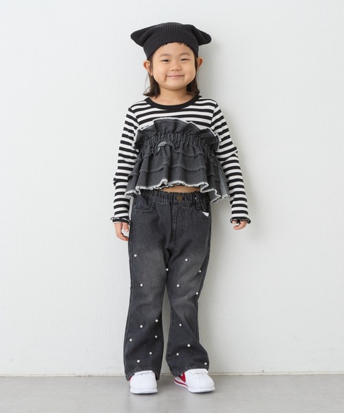 CIAOPANIC TYPY（チャオパニックティピー）の「【KIDS】楽々ゴム仕様デニムつけフリル（付け襟・キッズ・ブラック/ブルー・ONE SIZE）」の19枚目の写真