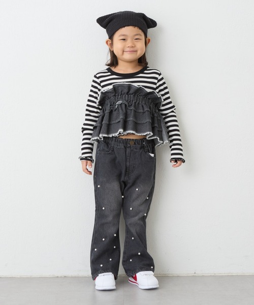 CIAOPANIC TYPY（チャオパニックティピー）の「【KIDS】楽々ゴム仕様デニムつけフリル（付け襟・キッズ・ブラック/ブルー・ONE SIZE）」の20枚目の写真