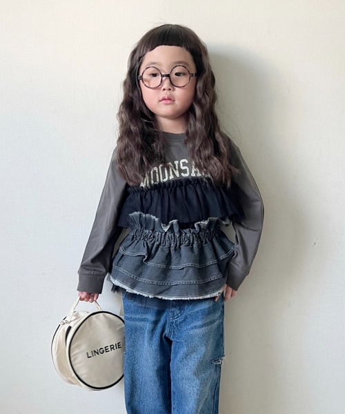 CIAOPANIC TYPY（チャオパニックティピー）の「【KIDS】楽々ゴム仕様デニムつけフリル（付け襟・キッズ・ブラック/ブルー・ONE SIZE）」の22枚目の写真