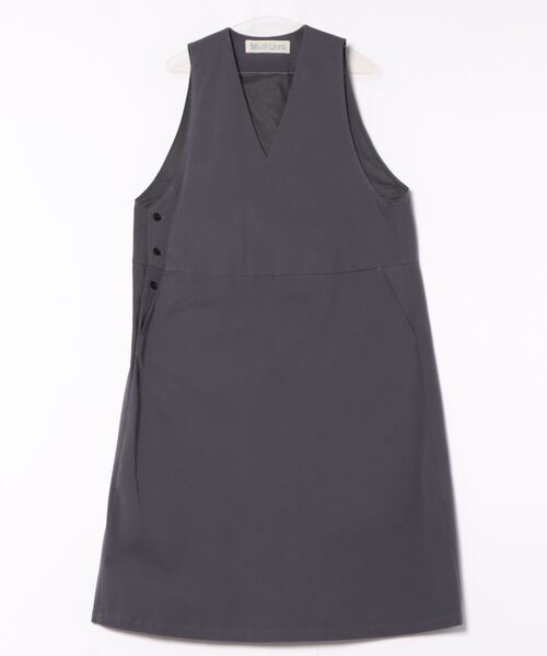 MidiUmi（ミディウミ）の「MidiUmi Vネックジャンパースカート（ワンピース・レディース・ベージュ/ネイビー/チャコールグレー・FREE）」の2枚目の写真